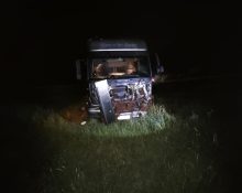 Carreta sai da pista em Abelardo Luz e motorista é encaminhado ao hospital