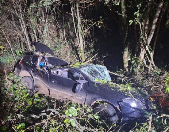 Motorista fica ferido após capotamento na SC-480 em São Domingos