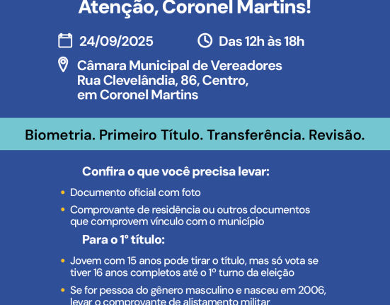 Justiça Eleitoral em Movimento estará em Coronel Martins no dia 24 de setembro