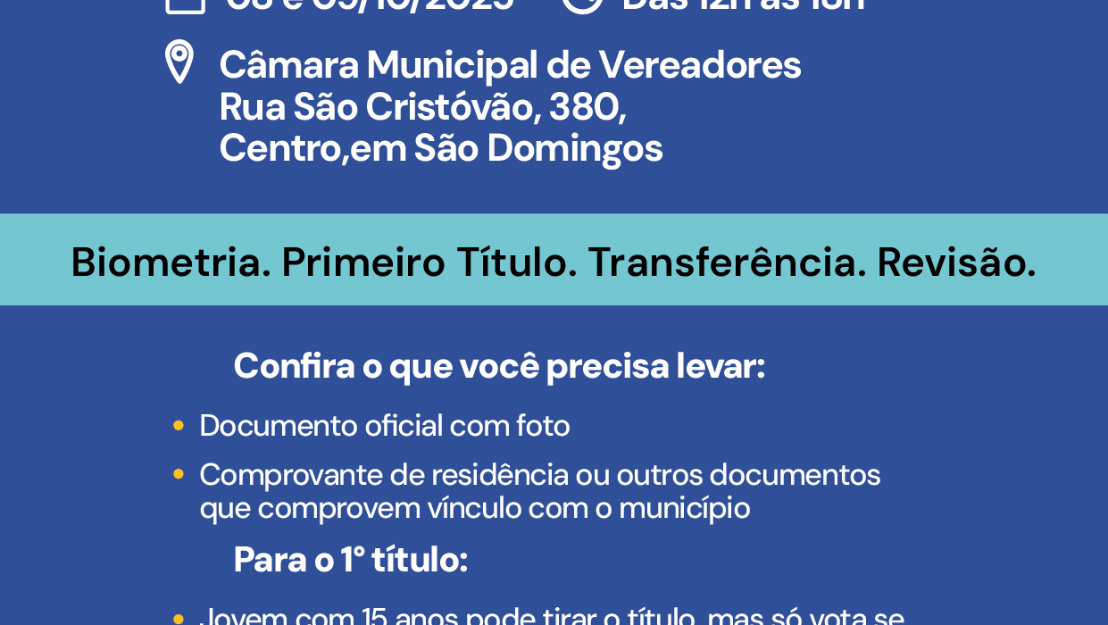 Justiça Eleitoral em Movimento chega a São Domingos em outubro