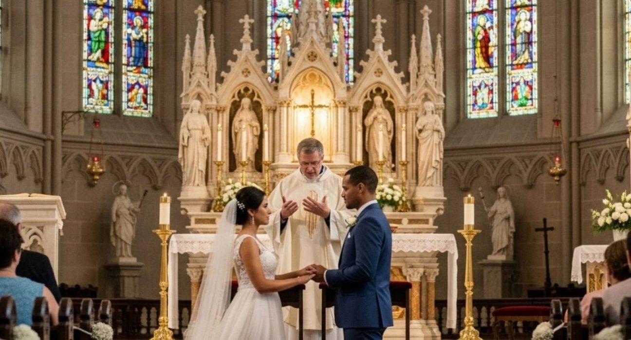 Entenda o que de fato muda nas regras do casamento feito na Igreja Católica. Foto: Imagem gerada por IA/ND
