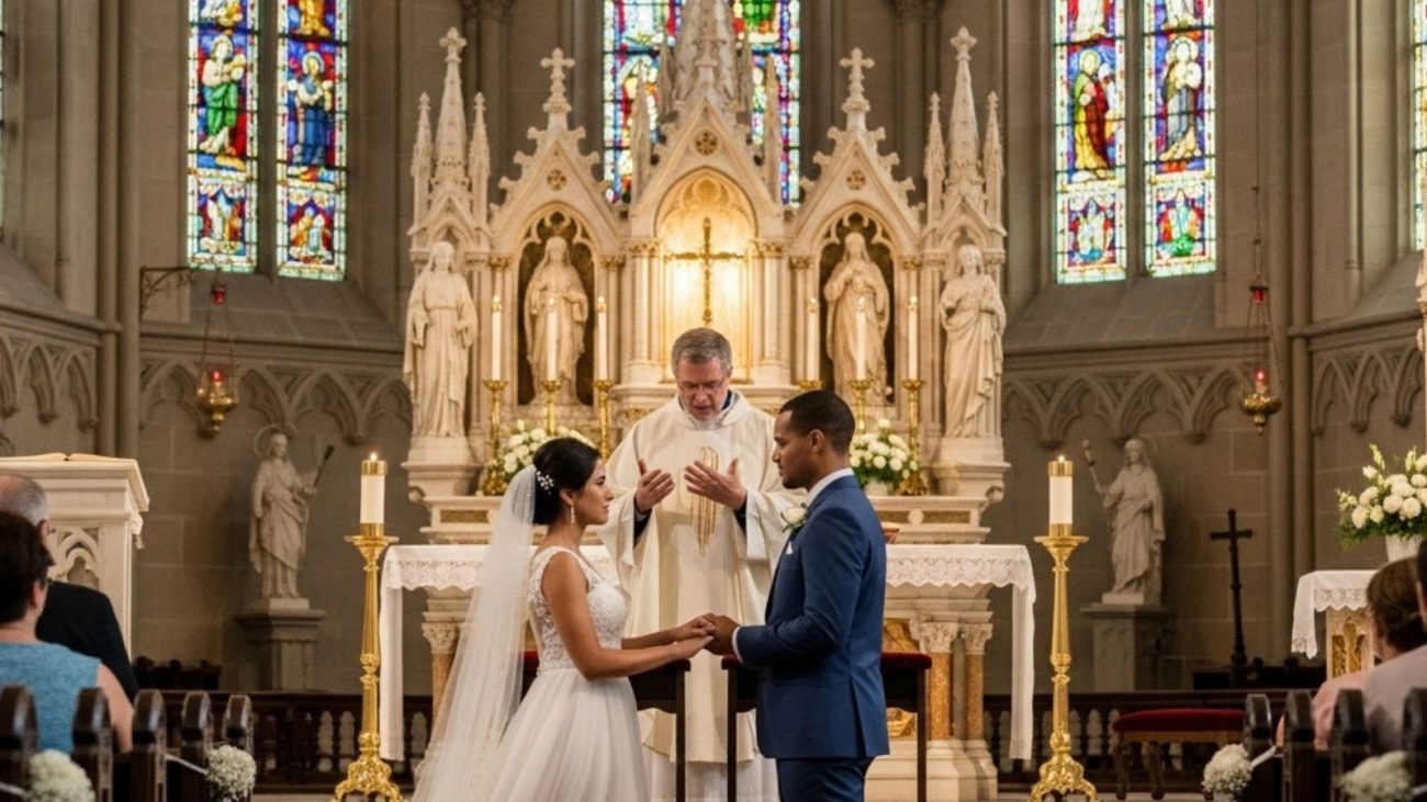 Entenda o que de fato muda nas regras do casamento feito na Igreja Católica. Foto: Imagem gerada por IA/ND