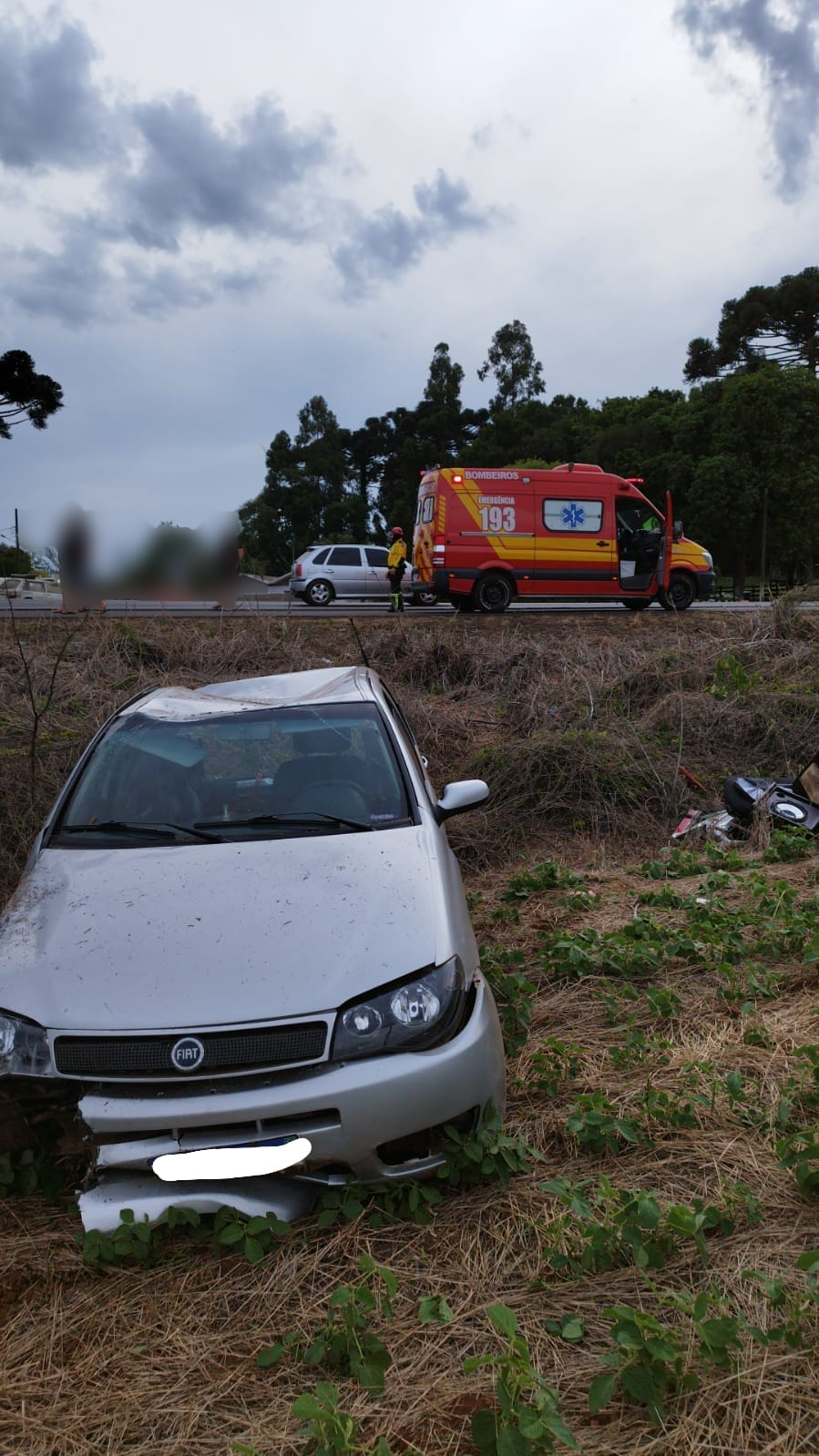 Duas pessoas ficam feridas em capotamento na BR-282 em Faxinal dos Guedes