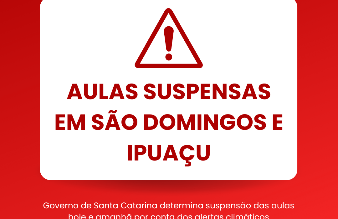 Governo de SC determina suspensão de aulas por conta de previsão climática; São Domingos e Ipuaçu terão suspensão total nas escolas