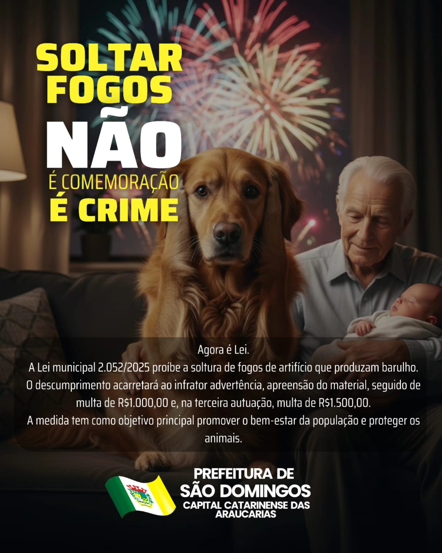 Lei municipal proíbe fogos barulhentos em São Domingos