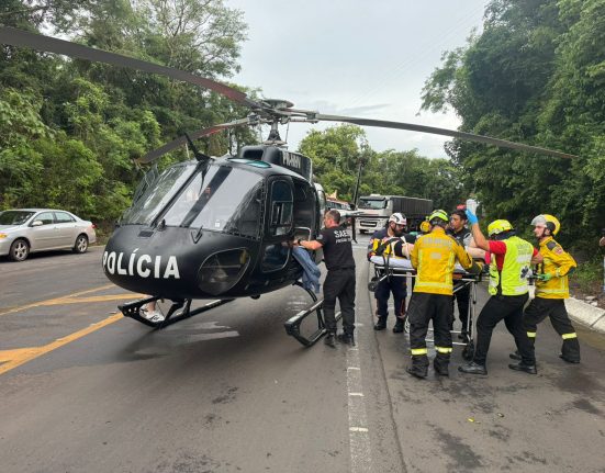 Acidente na BR-282 mobiliza resgate aéreo