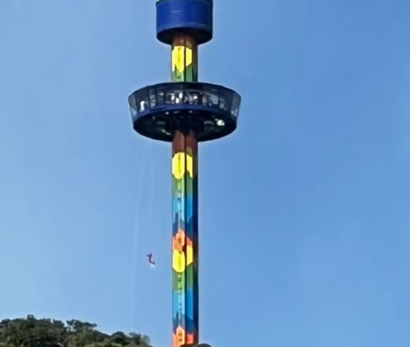 Turistas desceram em corda - Foto Reprodução Redes sociais/Oeste Mais