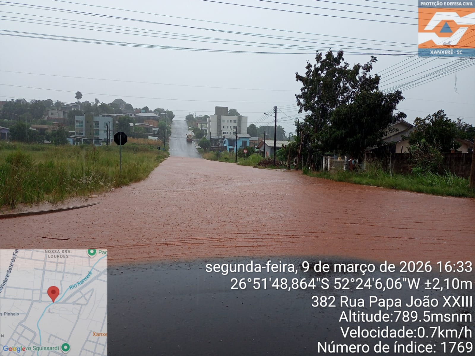 Chuva intensa provoca pontos de alagamento em Xanxerê