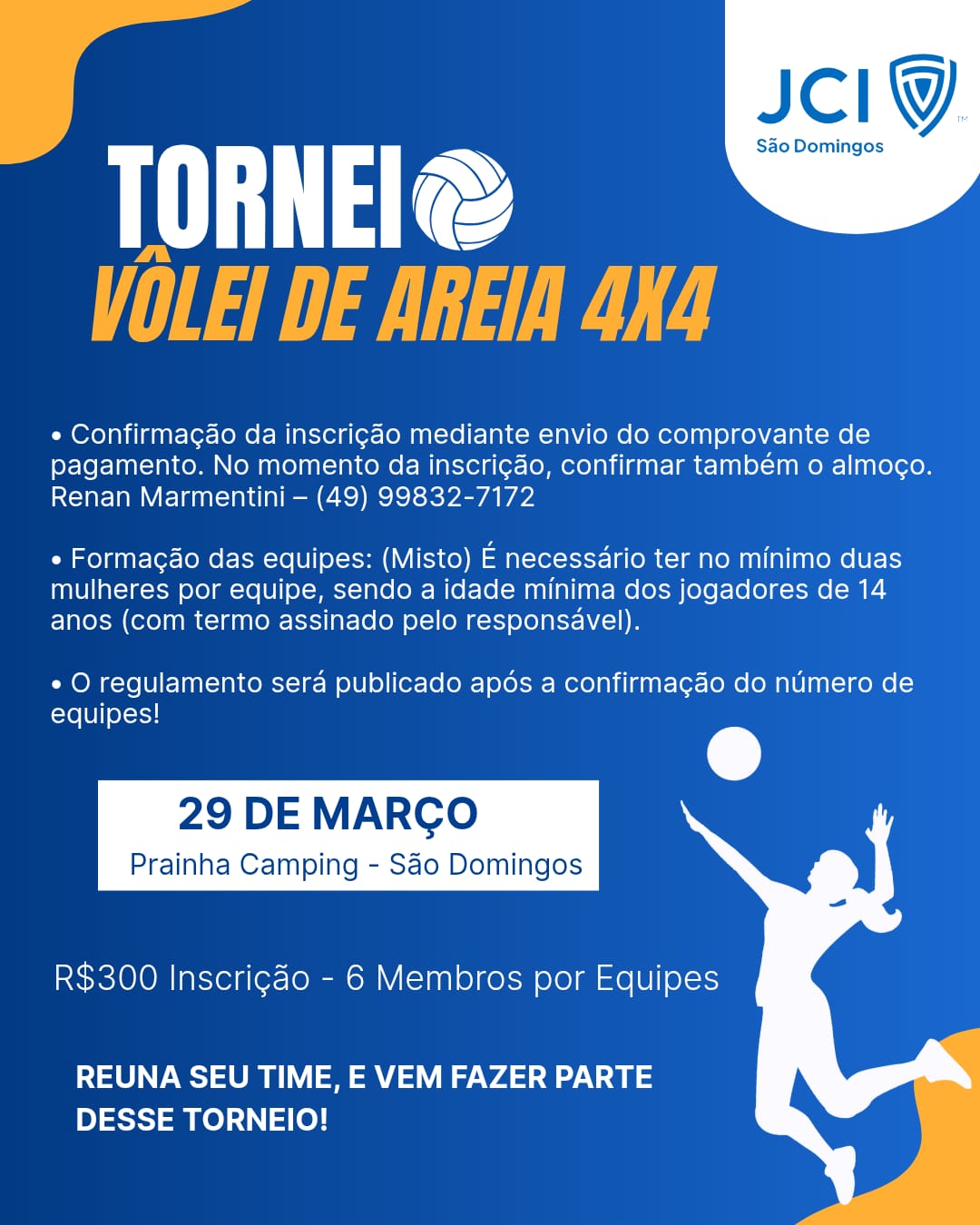 Torneio de Vôlei de Areia será realizado na Prainha de São Domingos