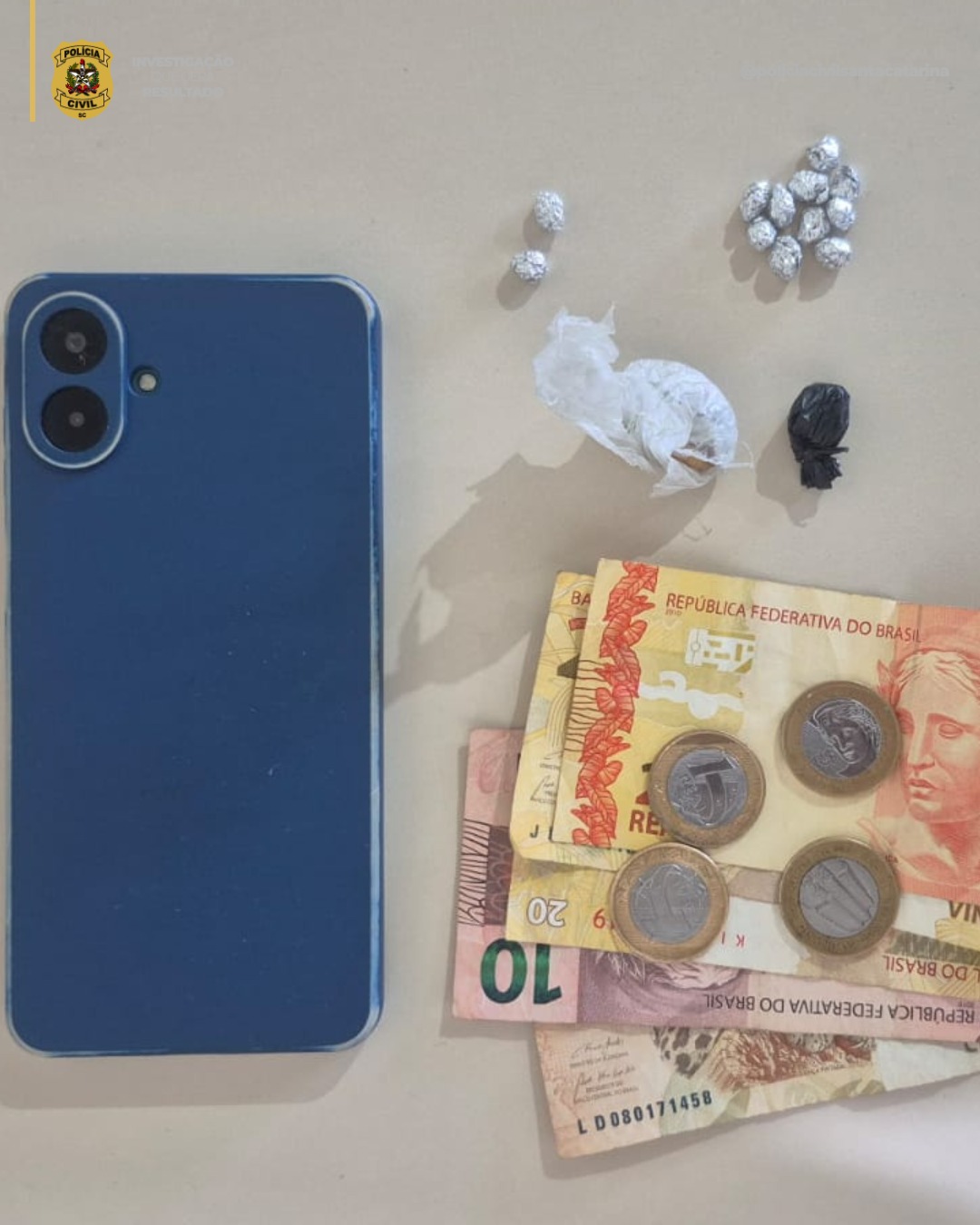 Drogas apreendidas em flagrante de tráfico em Xanxerê - Foto Polícia Civil