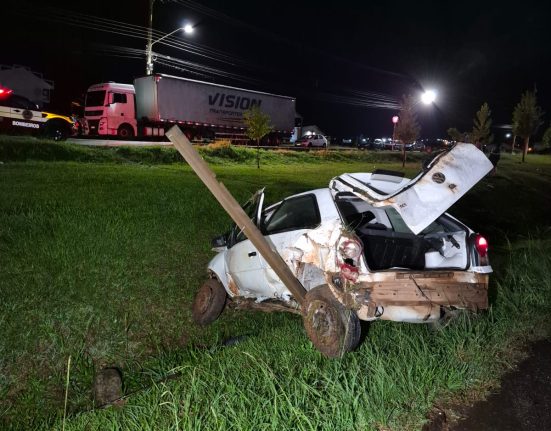 Saída de pista seguida de capotamento deixa motorista ferido na BR-282