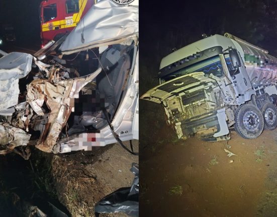 Batida frontal ocorreu próximo ao antigo posto da Polícia Rodoviária Federal - Foto Corpo de Bombeiros