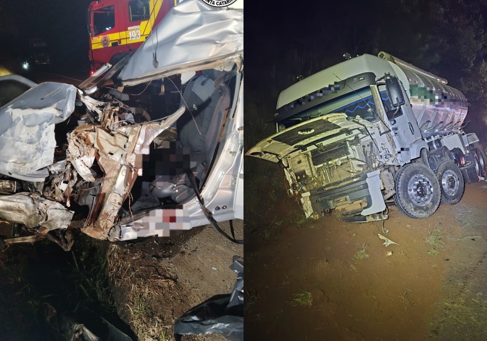 Batida frontal ocorreu próximo ao antigo posto da Polícia Rodoviária Federal - Foto Corpo de Bombeiros