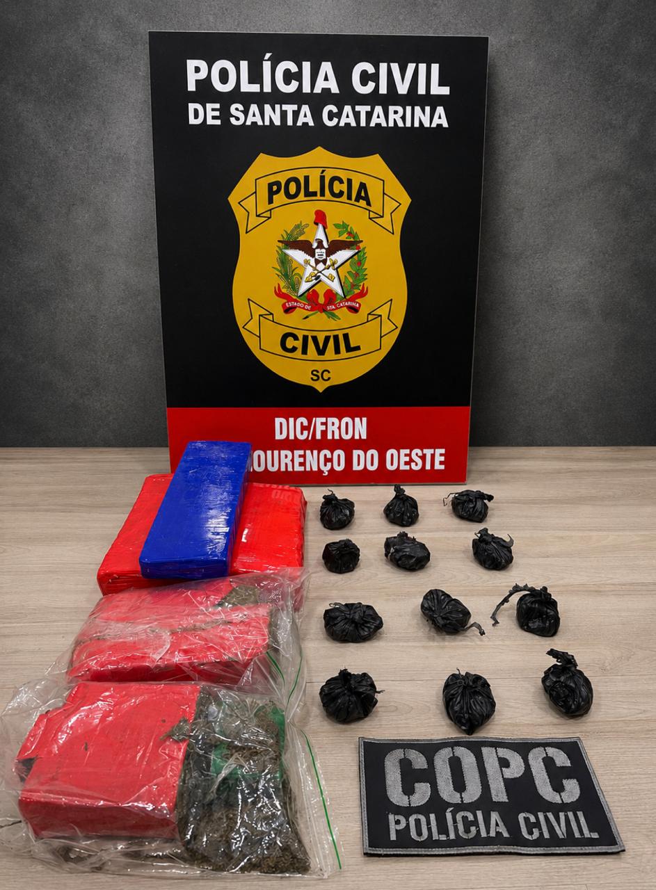 Casal é preso por suspeita de tráfico de drogas após perseguição em São Lourenço do Oeste