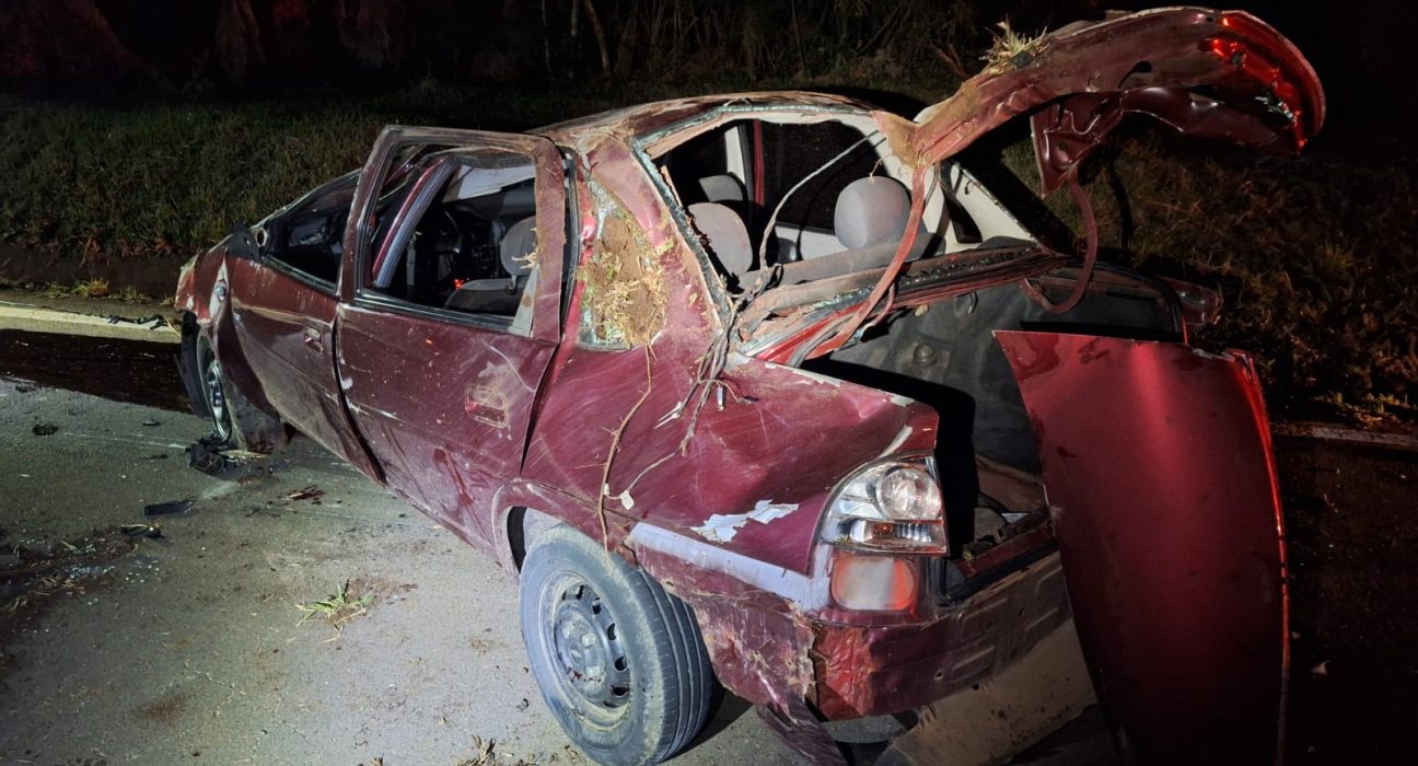 Carro capotou em rodovia de acesso ao município de Passos Maia - Foto PMRv