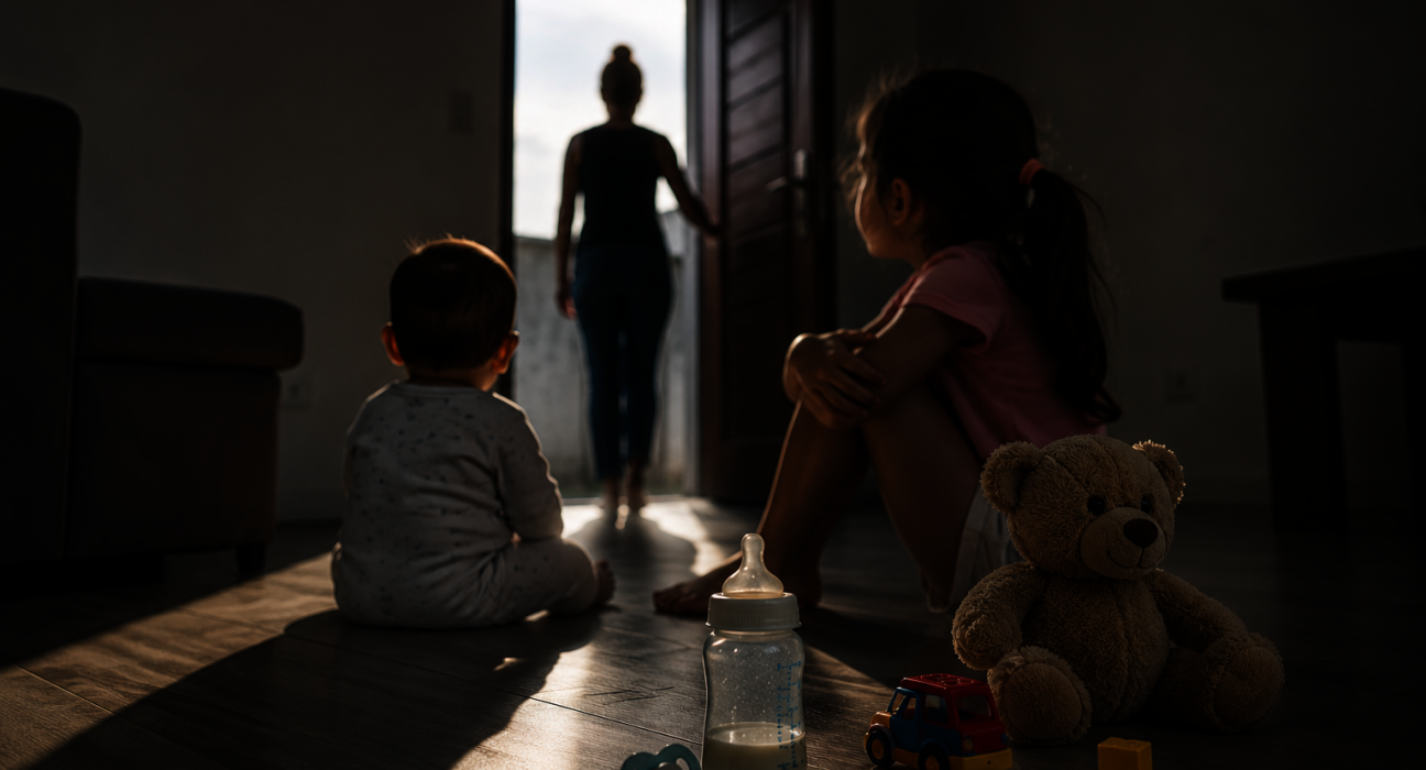 Mãe é presa após deixar bebê e criança sozinhos em casa