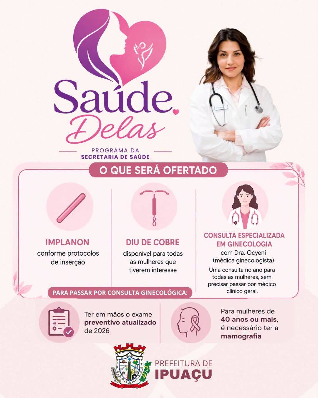 Ipuaçu lança Programa Saúde Delas para ampliar atendimento à saúde da mulher