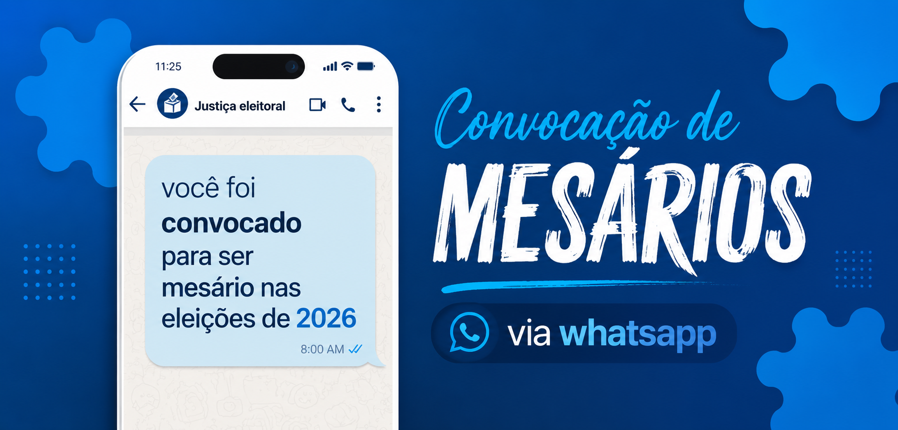 TRE-SC iniciará convocação de mesários para as Eleições 2026 por WhatsApp - Imagem: Divulgação