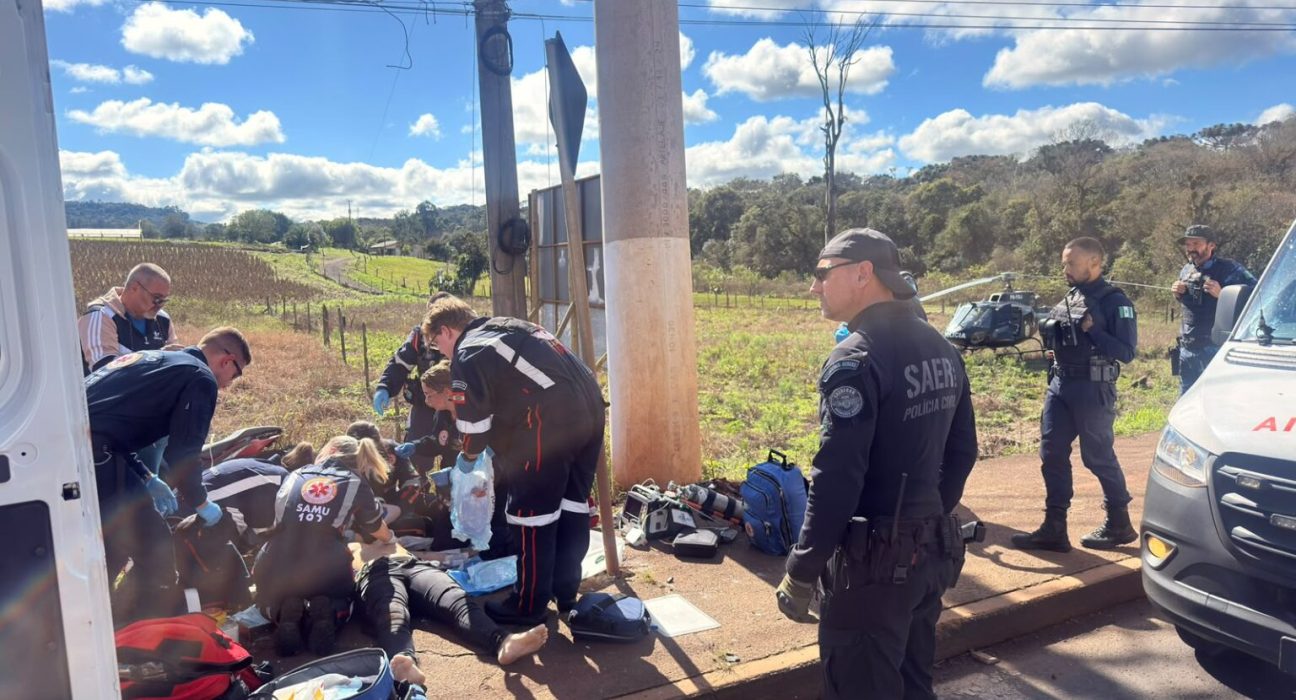 Equipes do SAER-Fron e do SAMU Aeromédico realizaram manobras avançadas de reanimação, mas a vítima não resistiu aos ferimentos - Foto Divulgação SAER