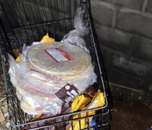 Carrinho de supermercado com objetos furtados e uma arma de fogo foram apreendidos no local - Fotos Polícia Militar