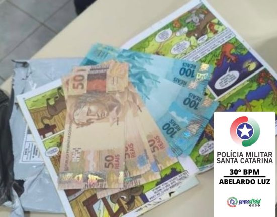 Adolescente e mulher são levados à delegacia após apreensão de notas falsas em Abelardo Luz