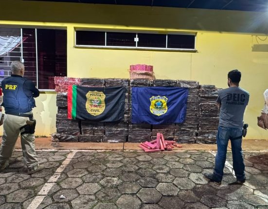 Operação conjunta interceptou duas caminhonetes carregadas com 1.450 quilos de maconha no Oeste catarinense; dois homens foram presos.