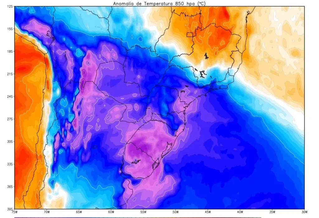 Frio mais intenso deve atingir o Sul entre domingo (23) e segunda-feira (24), com possibilidade de temperaturas negativas em Santa Catarina e no Rio Grande do Sul - Foto MetSul