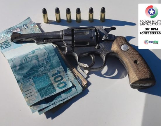 Revólver e munições apreendidos - Foto Polícia Militar