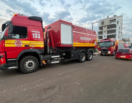 O calor das chamas danificou o estabelecimento em Chapecó - Foto Amauri Salles