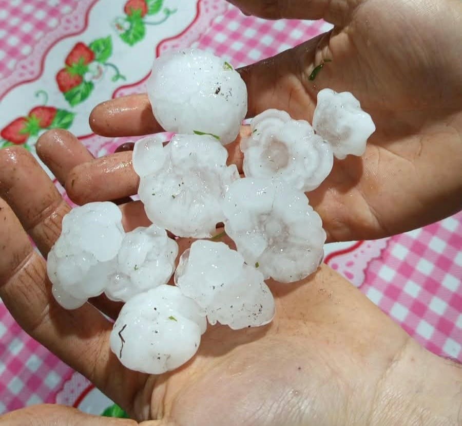 Granizo provoca danos em residências e mobiliza equipes de emergência em municípios do Sudoeste do Paraná - Fotos Reprodução Redes Sociais