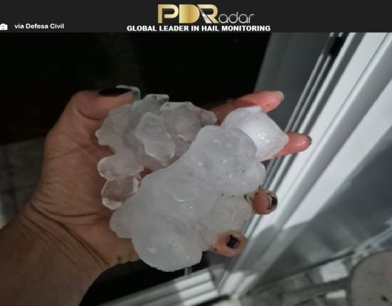 Granizo bate recorde em 2026, com pedras de até 12 centímetros registradas no Oeste de SC e Sudoeste do PR - Foto Divulgação Defesa Civil
