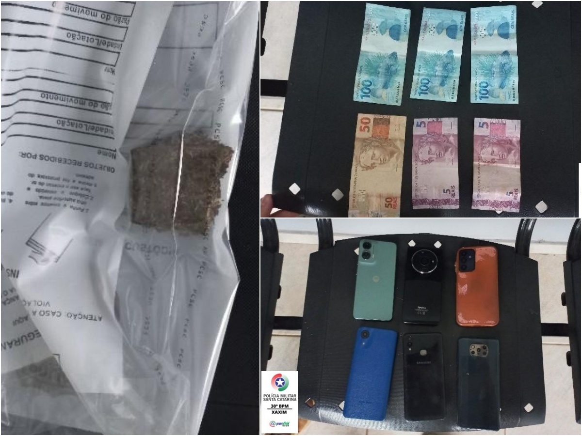 Droga, dinheiro e celulares apreendidos - Foto Policia Militar