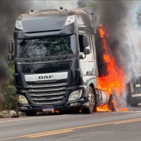 Chamas atingiram cavalo mecânico na tarde deste domingo - Fotos Atual FM