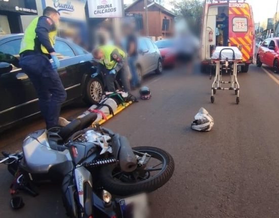 Acidente ocorreu no Centro de Xanxerê - Foto Corpo de Bombeiros