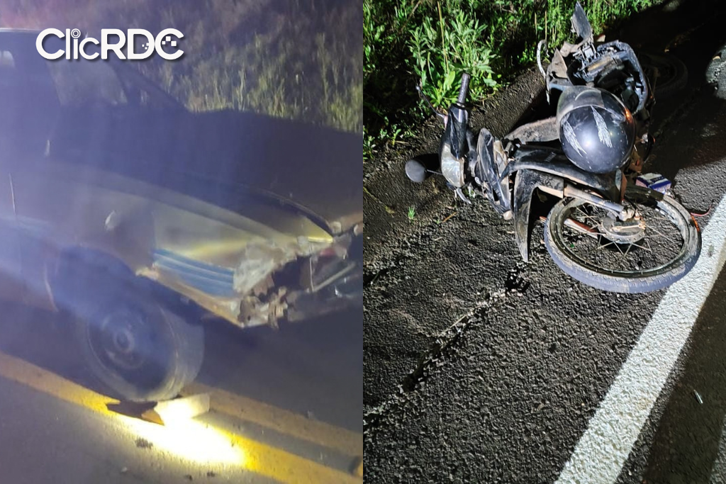 Motociclista apresentava ferimentos nas pernas e foi encaminhado ao Hospital Regional do Oeste - Fotos Reprodução ClicRDC