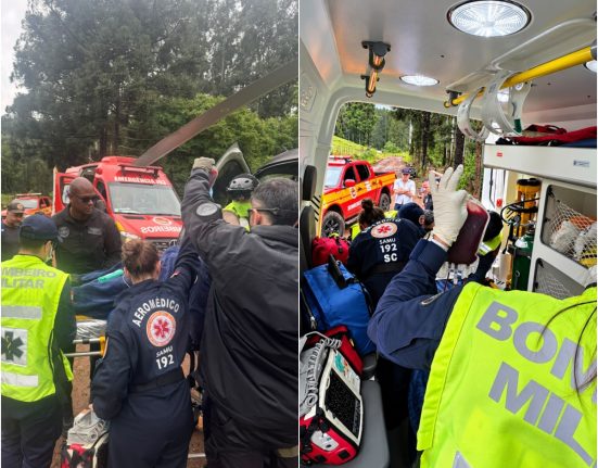 Apesar da gravidade, bombeiros informaram que vítima tinha sinais vitais estáveis durante atendimento - Fotos Corpo de Bombeiros