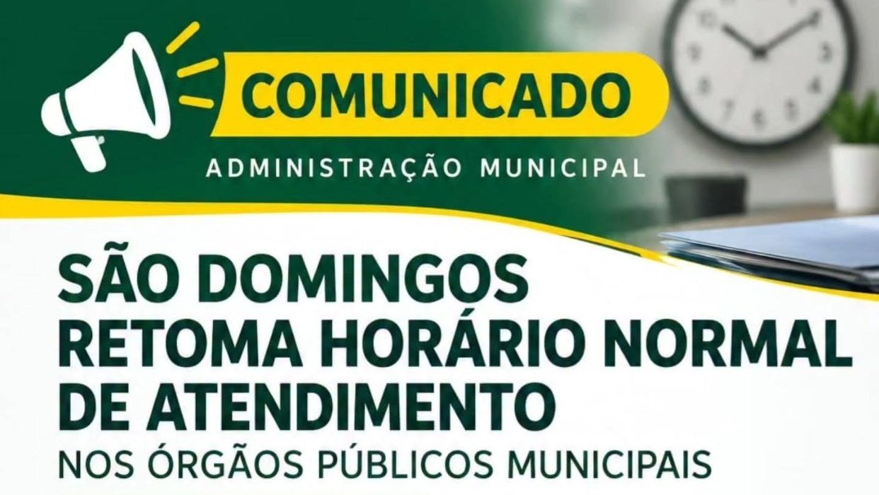 Prefeitura de São Domingos revoga turno único e retoma expediente normal