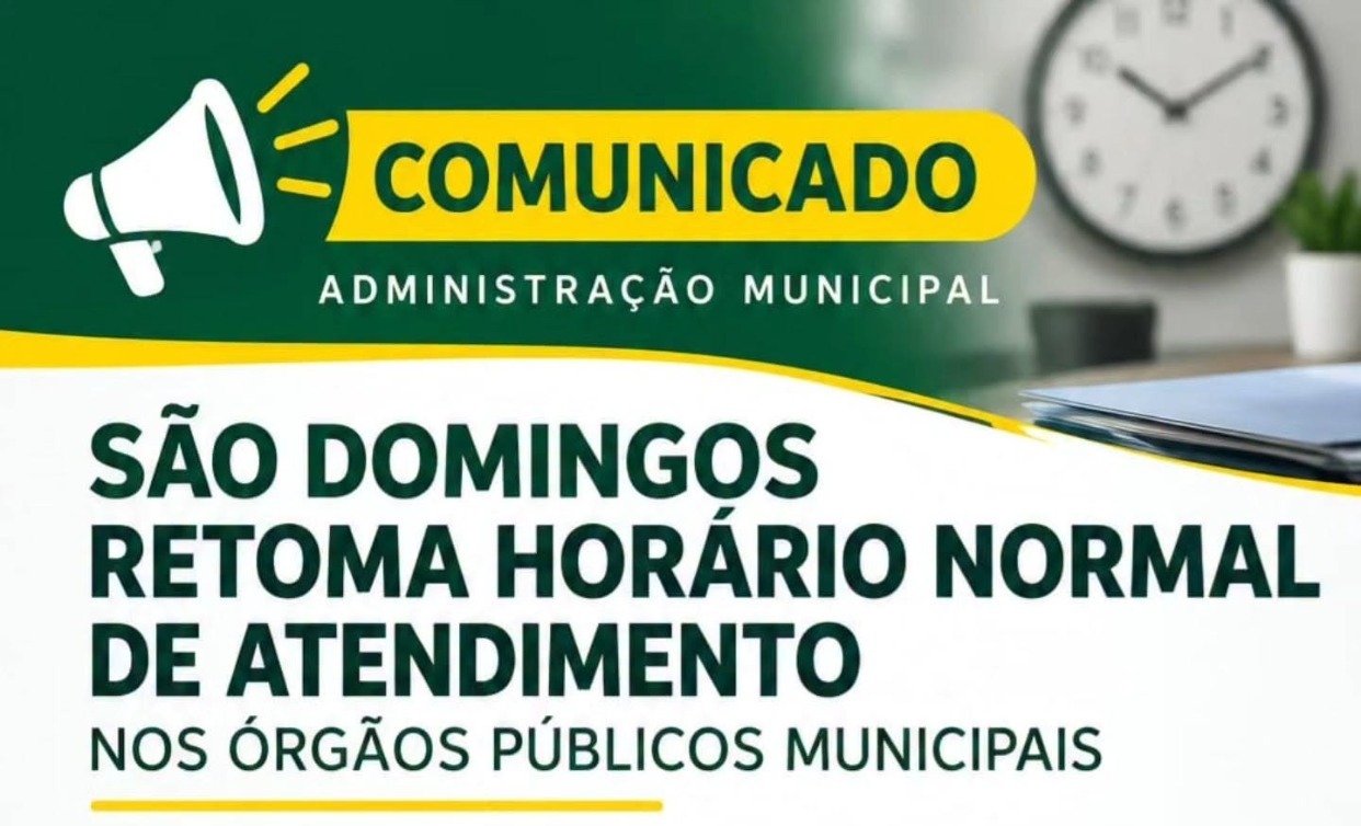 Prefeitura de São Domingos revoga turno único e retoma expediente normal