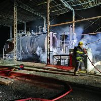 Incêndio atinge caldeira de usina de asfalto em Cordilheira Alta