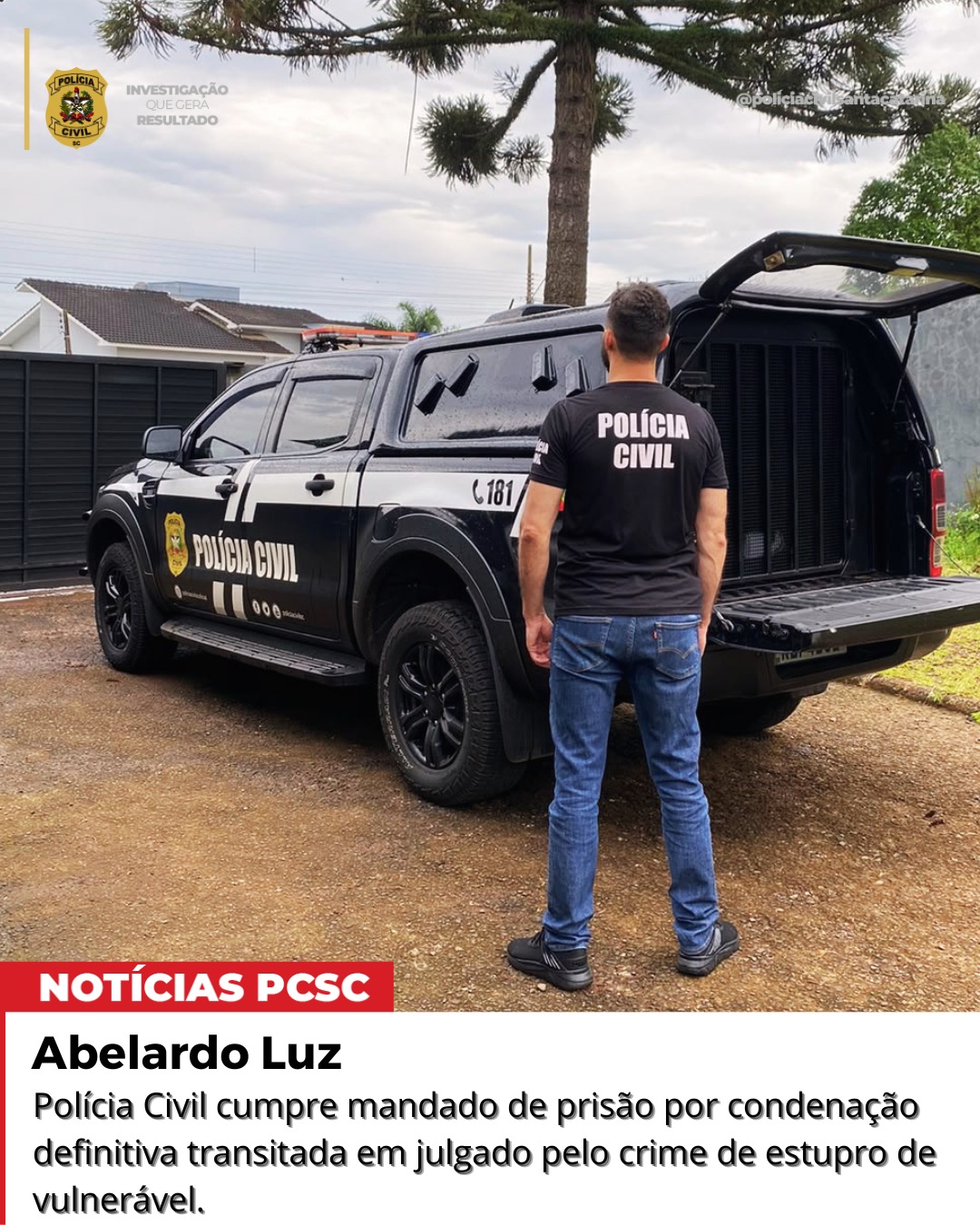 Condenado por estupro de vulnerável é preso em Abelardo Luz