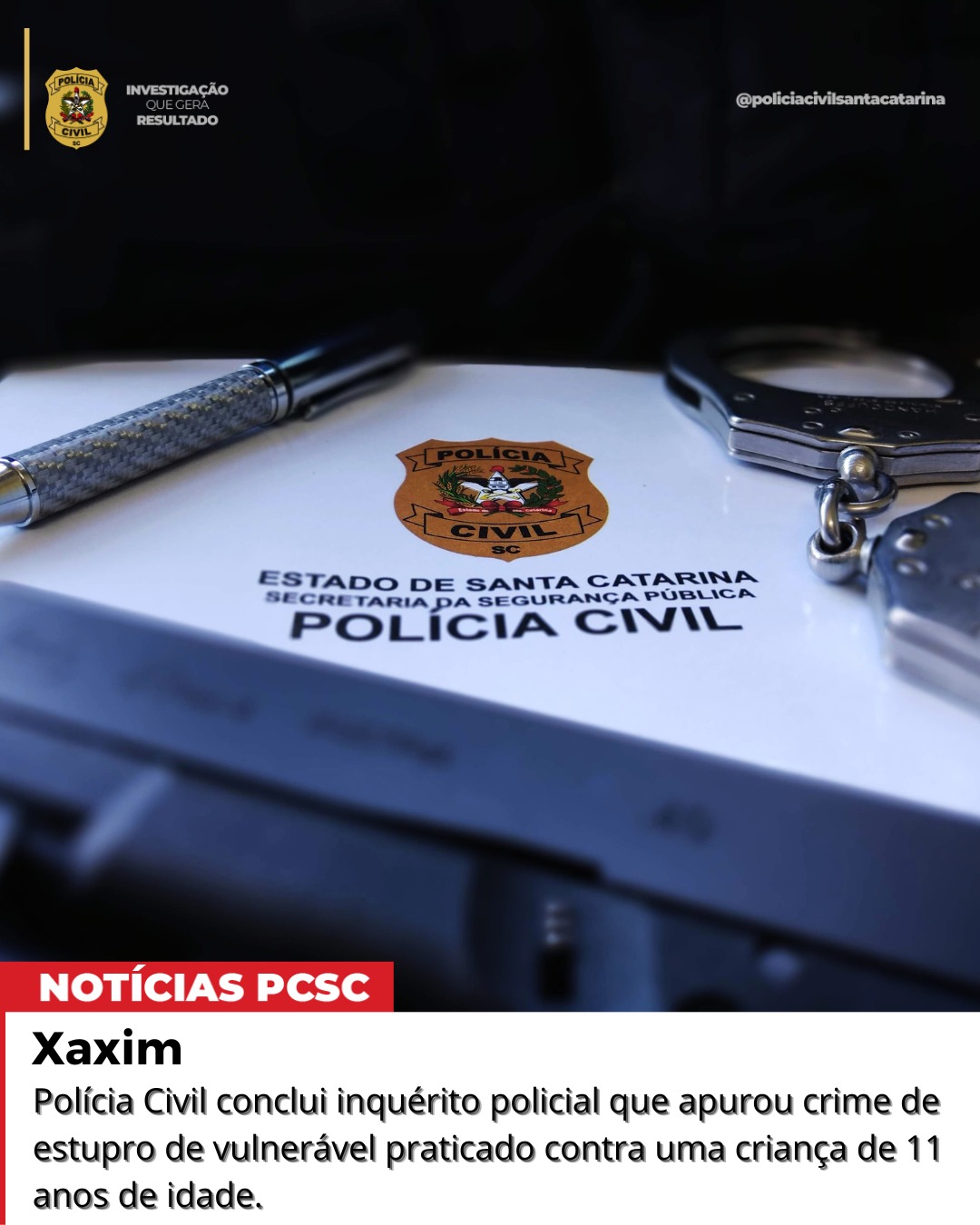Suspeito de abusar de criança em Xaxim está preso