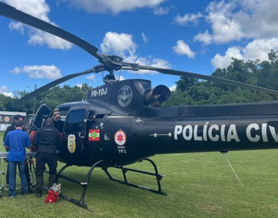 Idoso vítima de infarto é transferido de helicóptero para Xanxerê