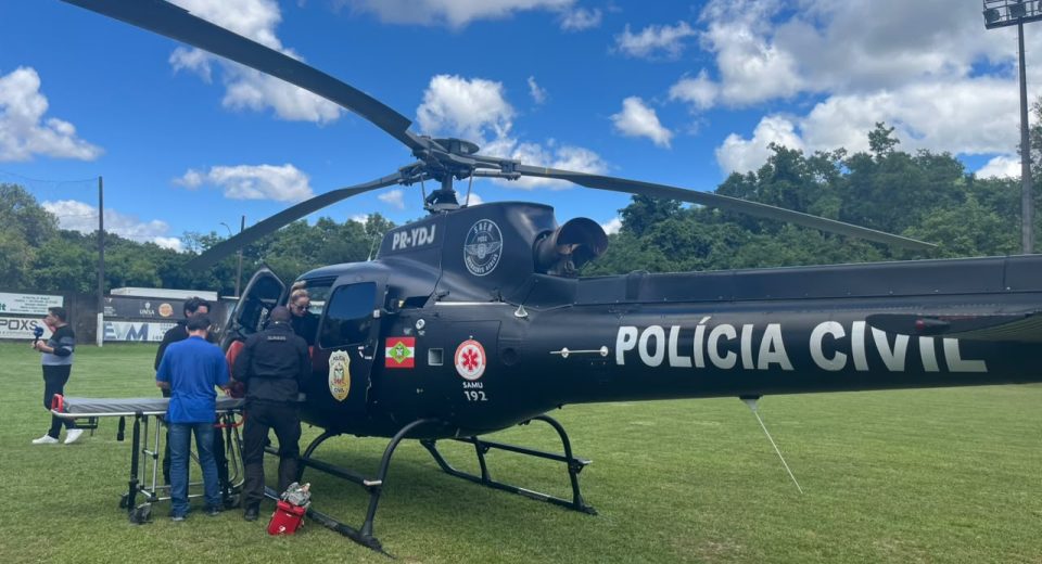 Idoso vítima de infarto é transferido de helicóptero para Xanxerê