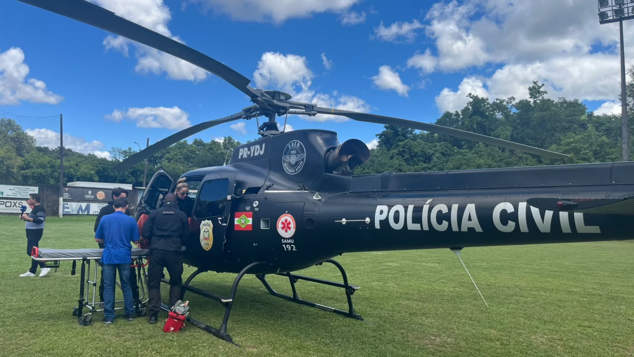 Idoso vítima de infarto é transferido de helicóptero para Xanxerê