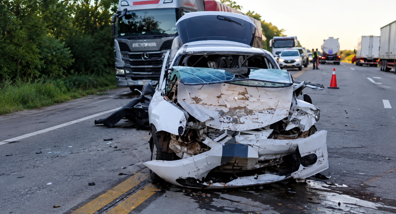 Colisão entre carro e carreta deixa uma vítima fatal na PRC-280 - Foto Clevelândia Online