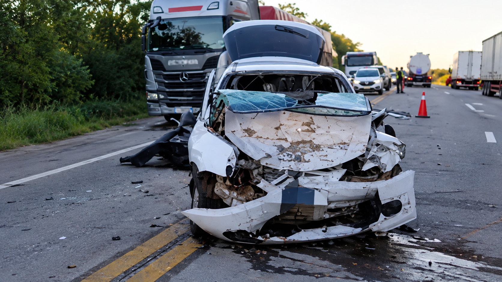 Colisão entre carro e carreta deixa uma vítima fatal na PRC-280 - Foto Clevelândia Online