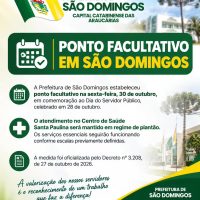 Prefeitura confirma ponto facultativo na sexta-feira dia 30 - Foto Prefeitura de São Domingos